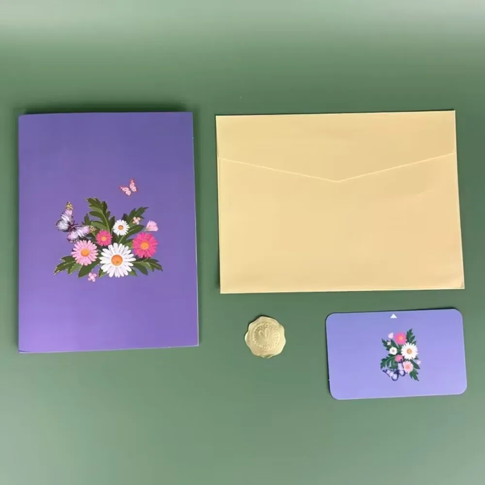 3D Pop Up Greeting Card Flower Butterfly Birthday Thank You Mother All Occasion
